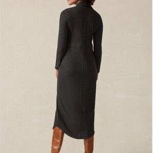 Faherty, Legend Button Down Sweater Knit Shirt Dress Heather Black Twill Sm, nwt